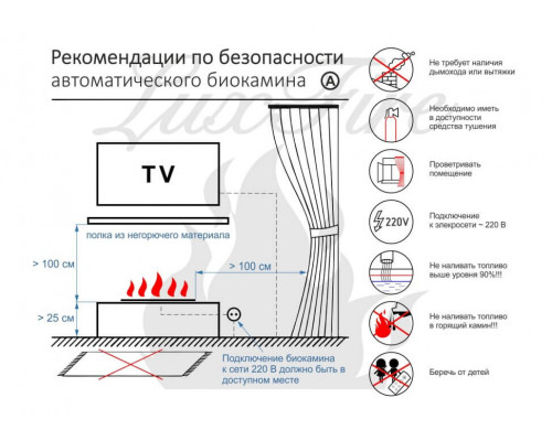 Автоматический биокамин Lux Fire Smart Flame 1400 RC